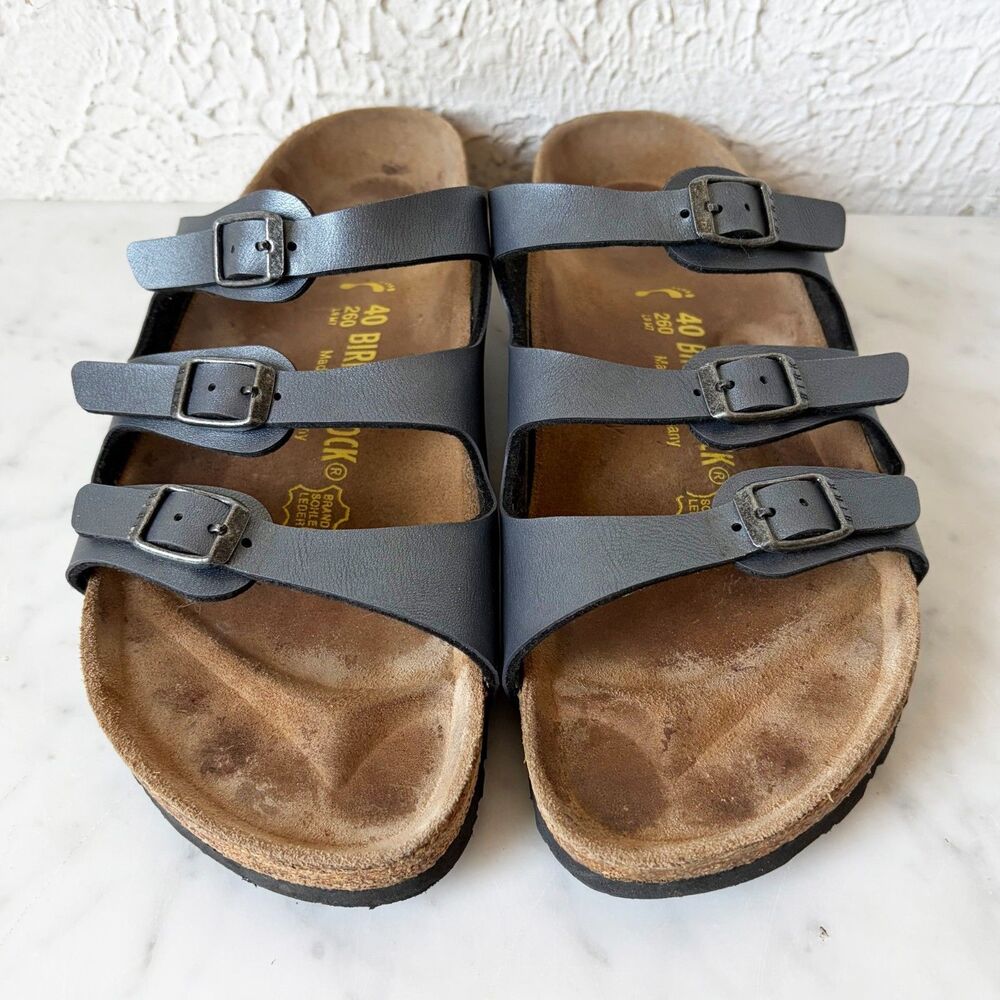 Birkenstock Florida Graphite Gray Birko-Flor Sandals Narrow EU 40 L9 M7
